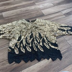 Gold and Black Sequin Top